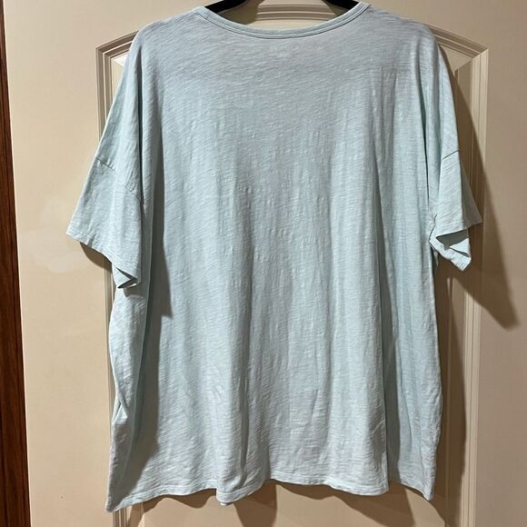 EILEEN FISHER Clear Water Cotton Jersey Crewneck Raglan Short Sleeve Top L - Picture 2 of 4